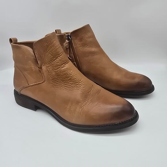 Franco Sarto Women's Leather Hyla Side Zip Chelsea Ankle Booties Brown Size 9M - Picture 1 of 10